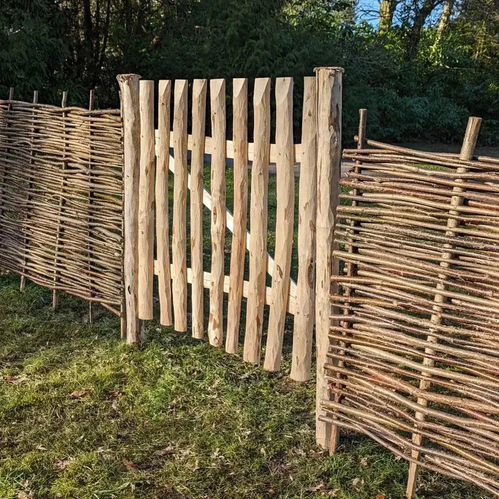 1.2m Chestnut Picket Garden Gate – Rustic Split Hazel with Hinges